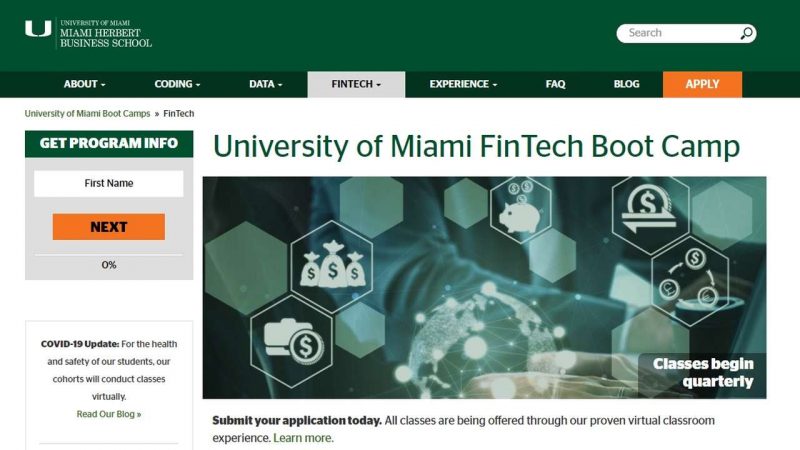 University of Miami and 2U set up fintech boot camp - Global Education Times (GET News)